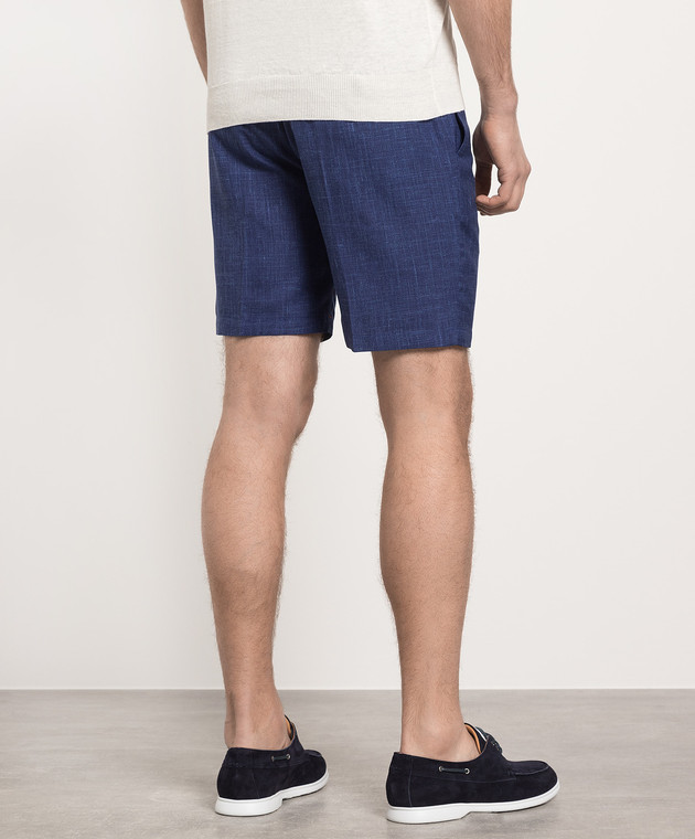 ISAIA Blue shorts made of wool, silk and linen PNC02181601 изображение 4
