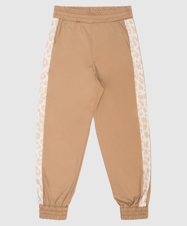 Balmain Children's brown joggers with an animalistic print BS6T60P02771214