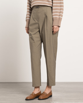 Brunello Cucinelli Штани кольору хакі з ланцюжком моніль M0F79P7461