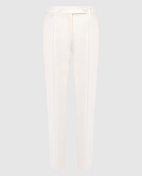 Valentino Білі штани кльош Crepe Couture з металевим логотипом 4B3RB3681CF