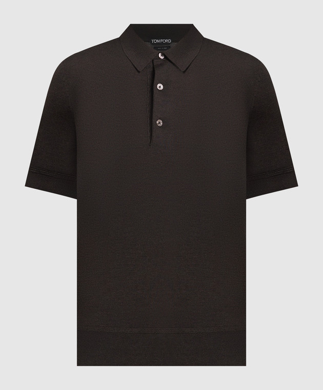 Tom Ford Brown cashmere and silk polo shirt KPS001YMK005S23