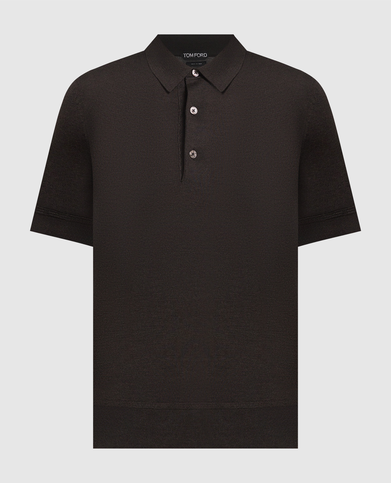 Brown cashmere and silk polo shirt
