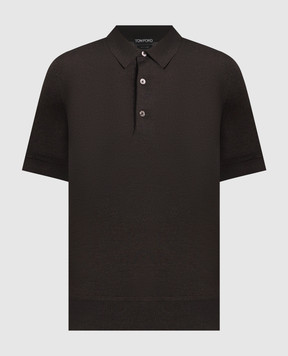 Tom Ford Brown cashmere and silk polo shirt KPS001YMK005S23