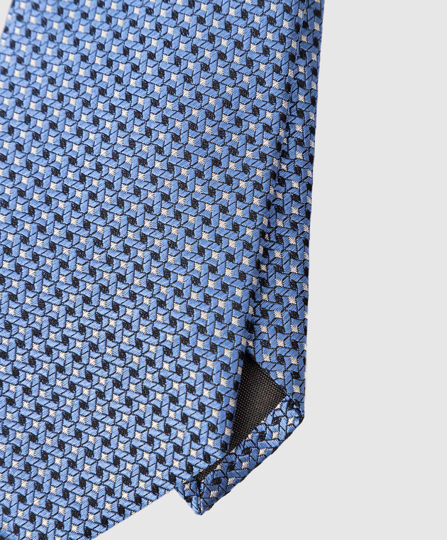 Canali Синій шовковий краватку у візерунок HJ0346189 зображення 4