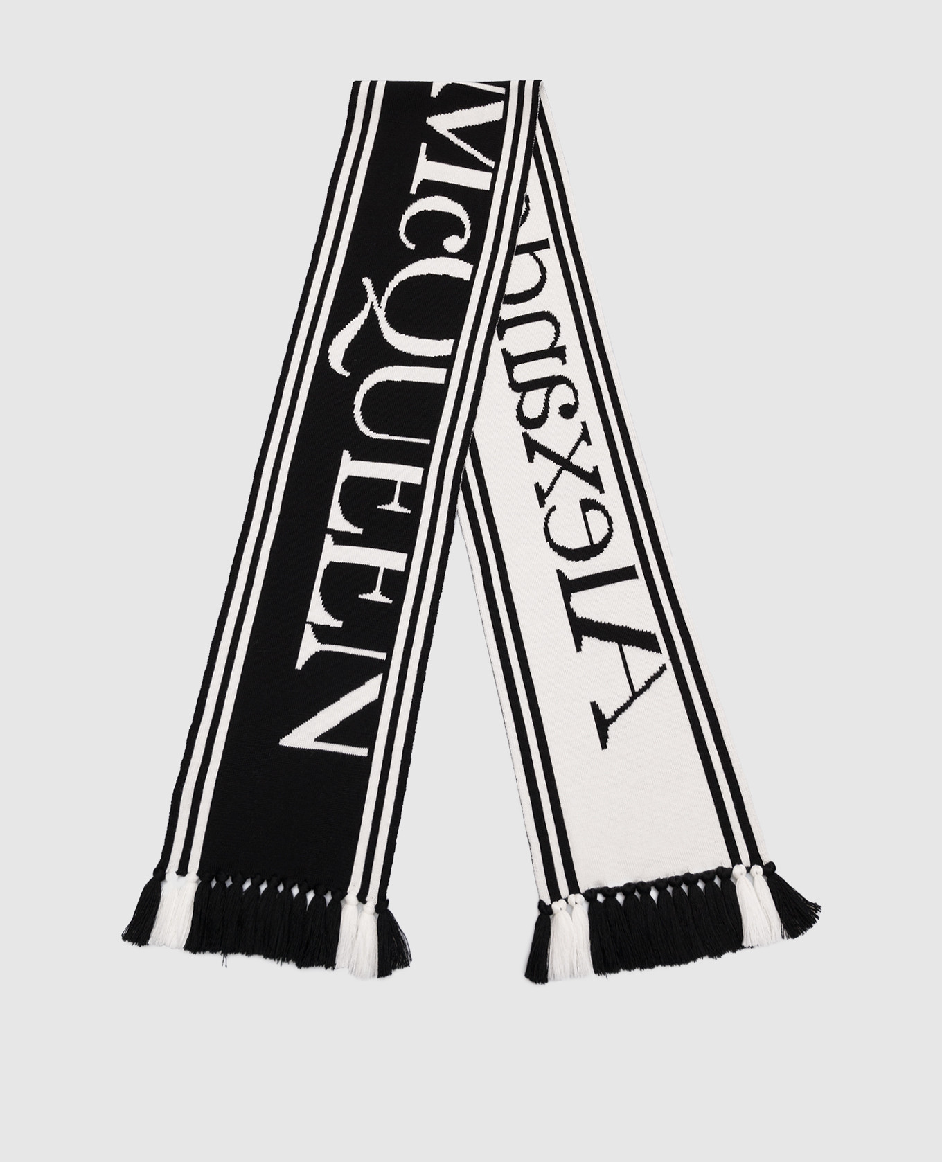 Черный шарф из шерсти с контрастным логотипом