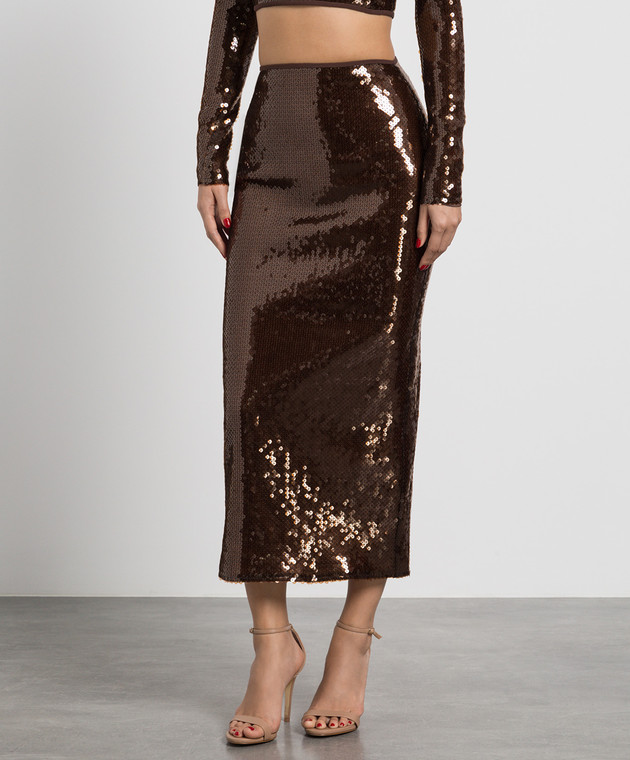 Brown sequin pencil skirt best sale