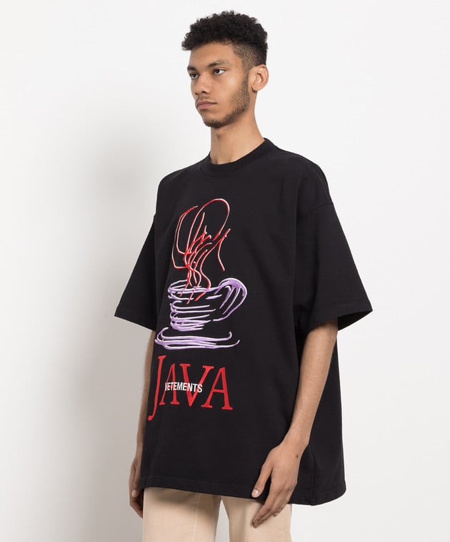 Vetements Black T-shirt with embroidery UE54TR220B image 3