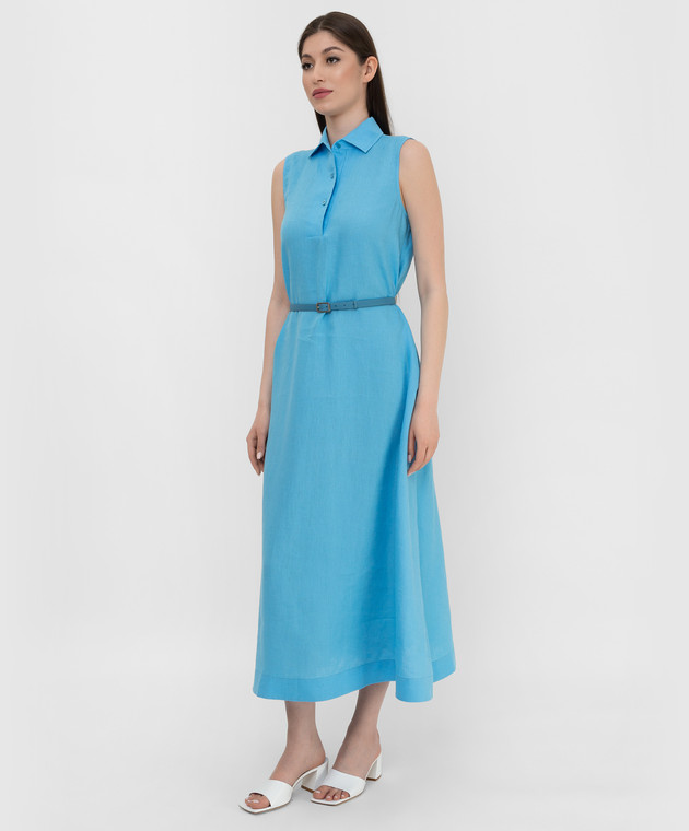 Loro Piana Блакитна лляна сукня міді FAM1989 зображення 3