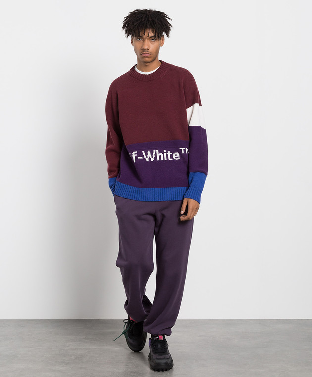 Off white outlet burgundy crew neck