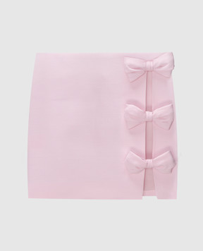 Valentino Розовая юбка из шерсти и шелка с бантами. 3B0RAA551CF