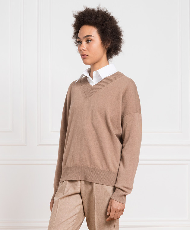 Peserico Світло-коричневий пуловер з люрексом та ланцюжком моніллю S99730F12KC9018 зображення 3