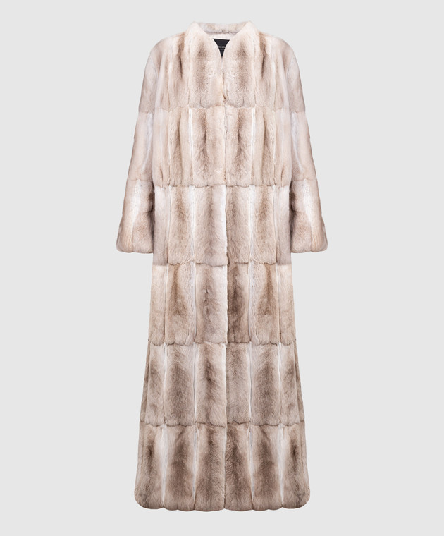 Elpidio Loffredo Beige maxi fur coat made of chinchilla fur CHI010AN14