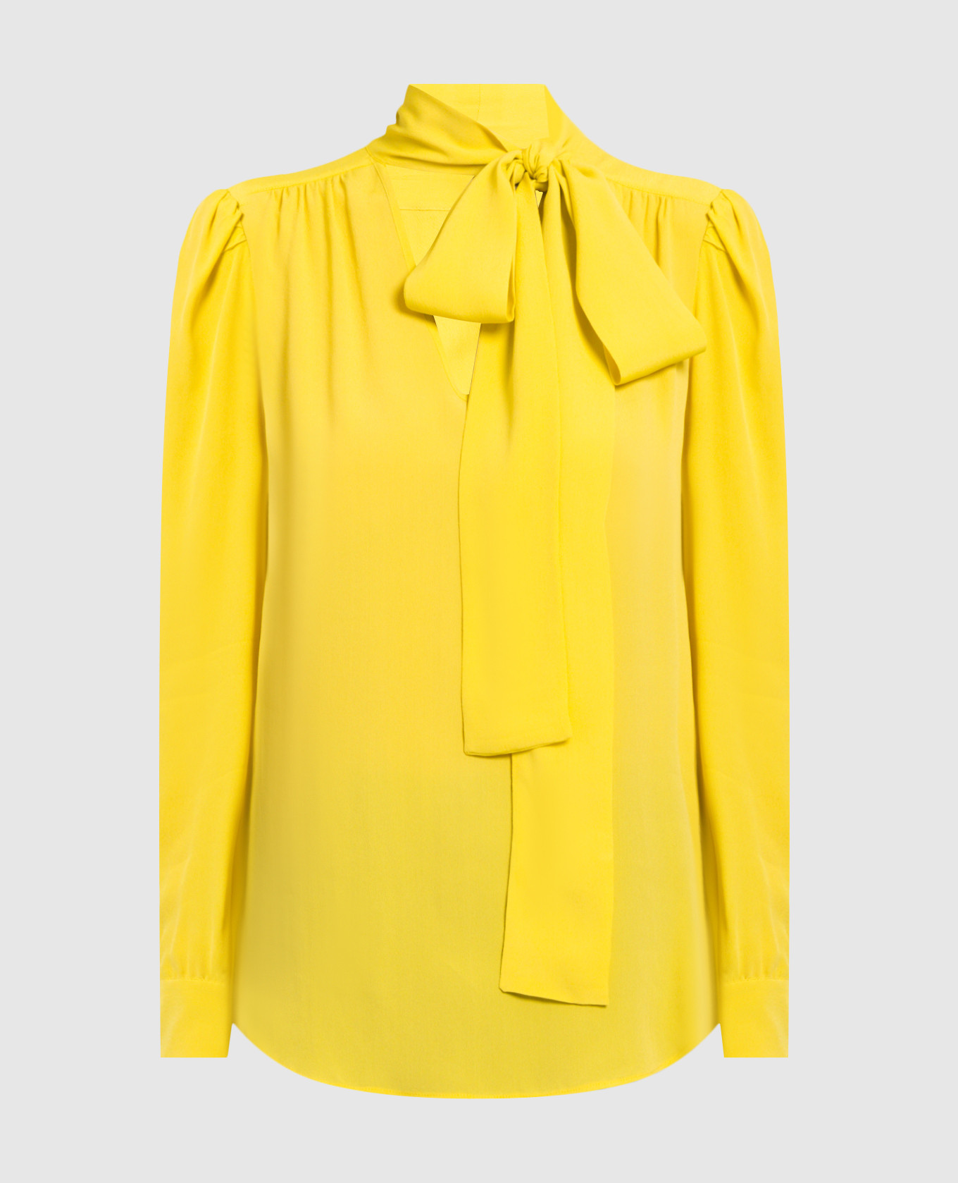 Желтая блуза с воротником аскот