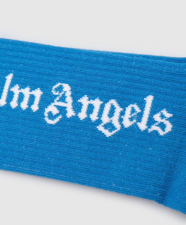 Palm Angels Дитячі сині шкарпетки з логотип принт PBRA005F22KNI001 зображення 3