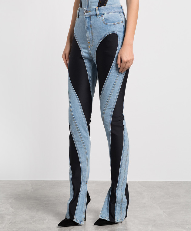 Thierry Mugler Комбинированные джинсы-скини с логотипом 23S6PA0358246 изображение 3