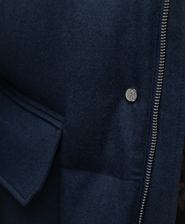 Stefano Ricci Blue down jacket made of wool with a metallic logo MDJ3400330W610 image 5