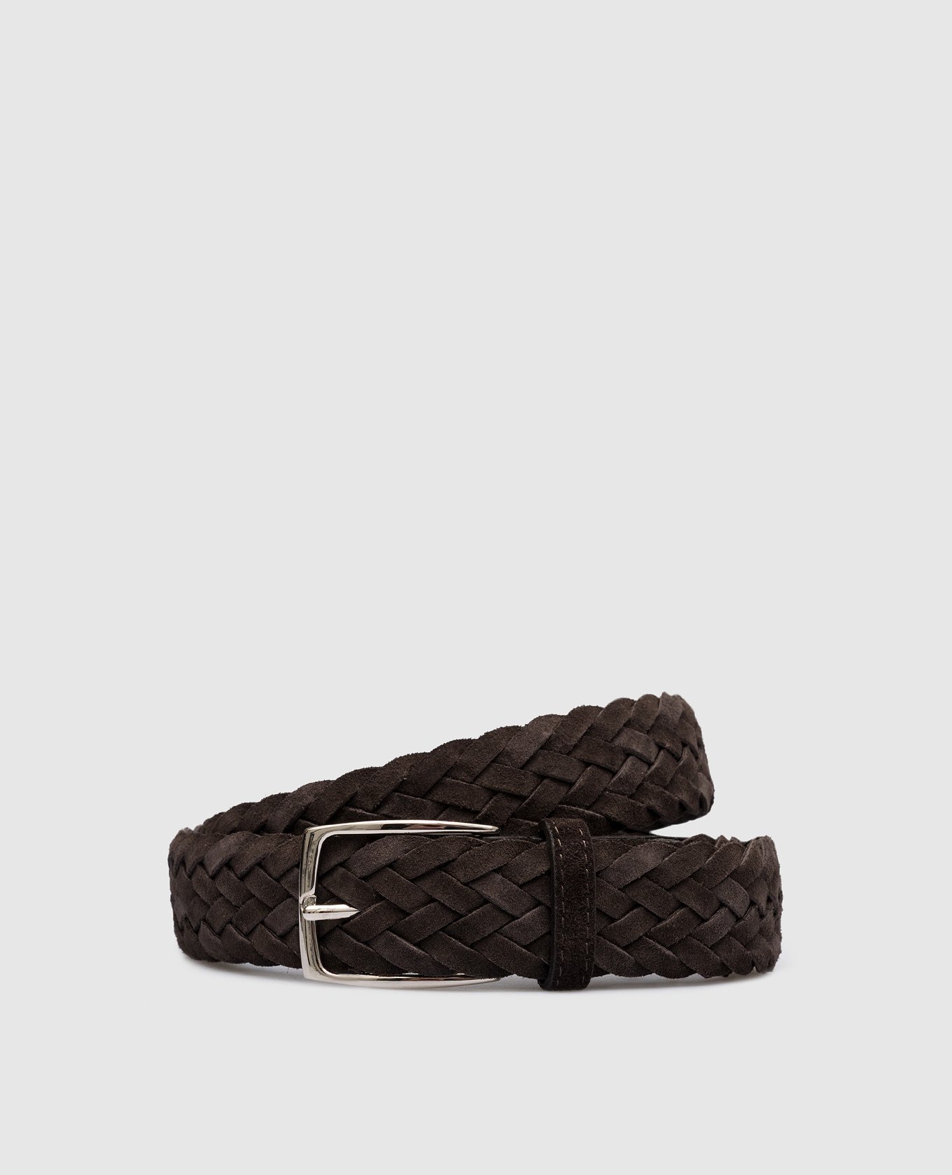 Brown suede braided belt