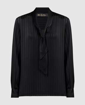 Loro Piana Черная блуза из шелка в полоску FAN2952
