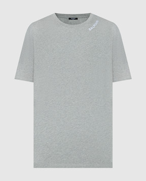 Balmain Серая меланжевая футболка с вышивкой логотипа CH1EG000BC62