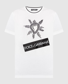 Dolce&Gabbana Біла футболка з логотипом та вишивкою G8KDOTG7SLY