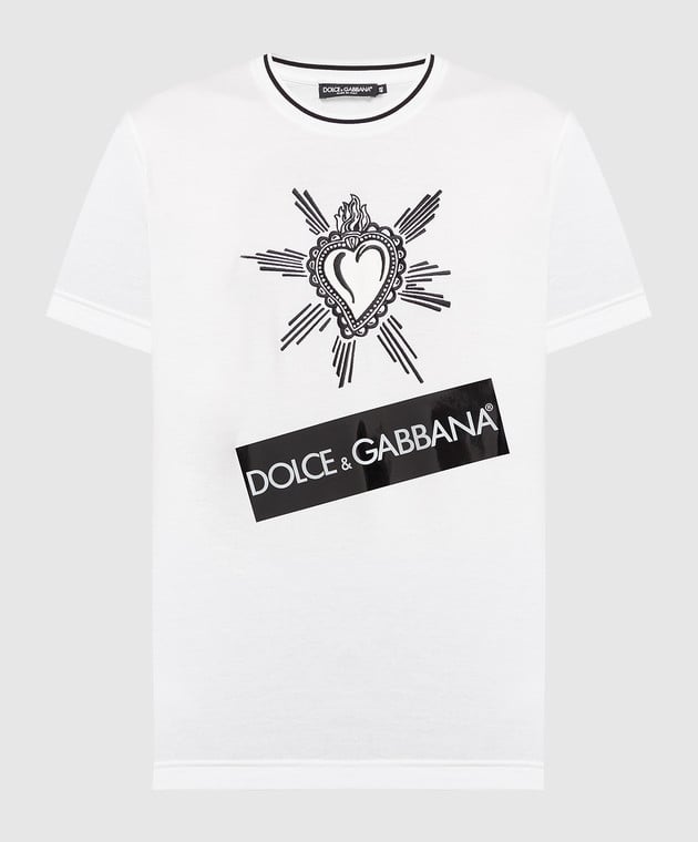 Dolce&Gabbana White t-shirt with logo and embroidery G8KDOTG7SLY