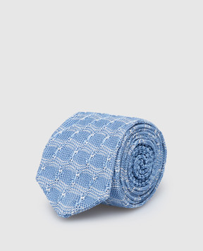 Stefano Ricci Дитяча блакитна краватка з шовку в геометричним малюнком. YCRMTSR8162