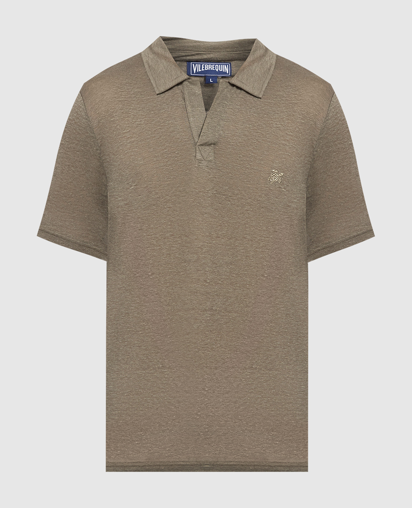 Khaki Pyramid linen polo shirt