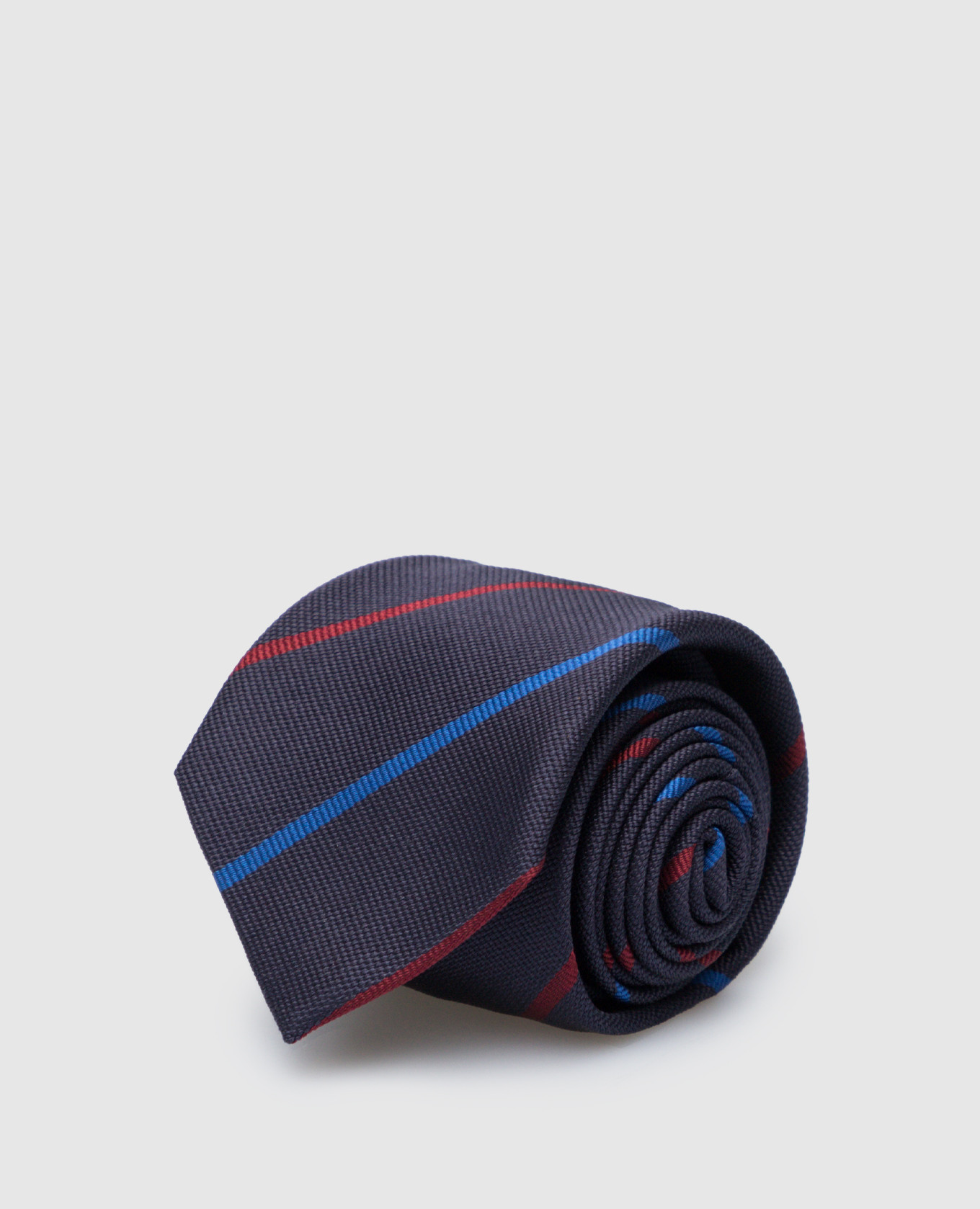 Детский темно-синий галстук из шелка в полоску