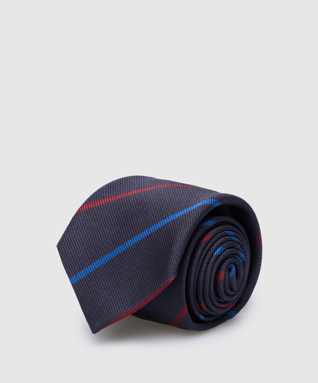 Stefano Ricci Дитяча темно-синя краватка з шовку в смужку YCH30104