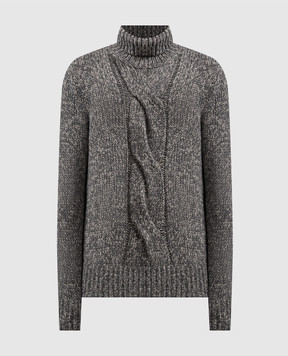 Brunello Cucinelli Сірий меланжевий светр з кашеміру з фактурним візерунком M22300303