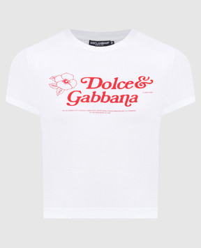 Dolce&Gabbana Біла футболка з принтом логотипа F8U48TGDCA2