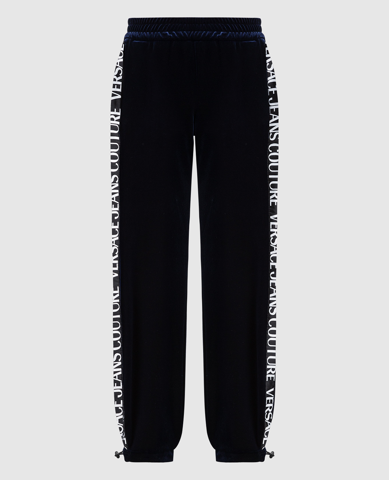 

Синие велюровые спортивные брюки с брендированными лампасами., Синий, Спортивные брюки