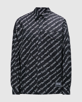 Versace Jeans Couture Черная рубашка в контрастный принт логотипа 75GAL216NS319