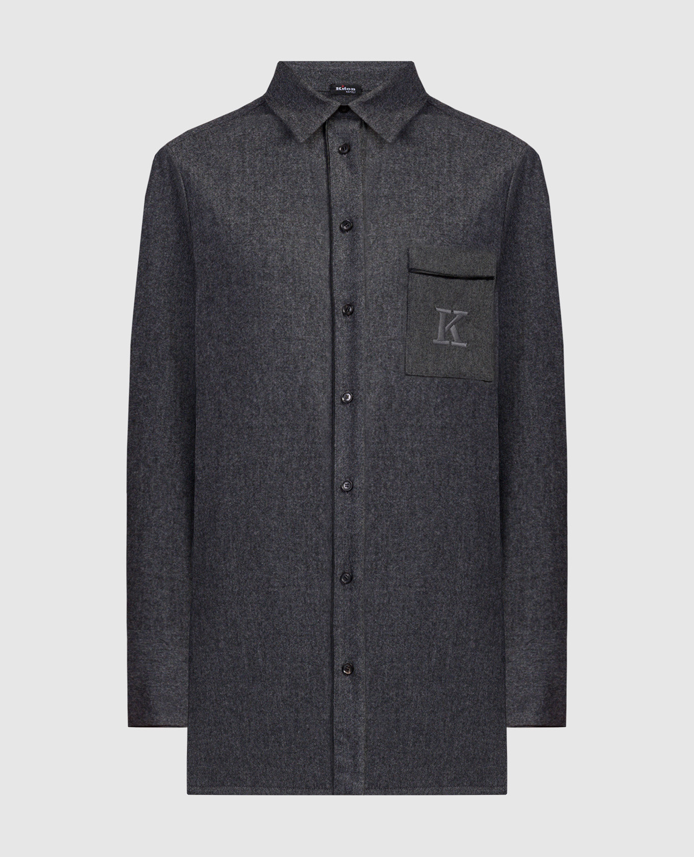 Gray wool and cashmere logo shirt