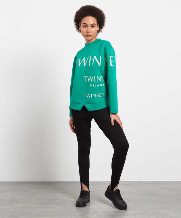 Twinset Green sweatshirt with logo print 222TP2442 изображение 2