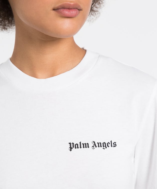 Palm Angels Біла футболка з контрастним принтом логотипу PWAA044C99JER001 зображення 5