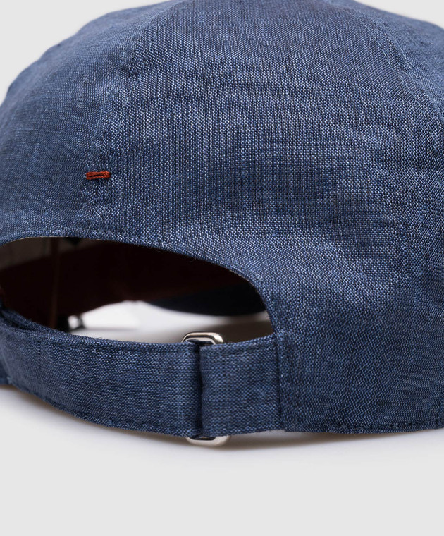 Loro Piana Синяя кепка из льна с вышивкой логотипа FAN1081 изображение 4