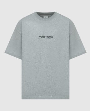 Vetements Сіра футболка з фактурним логотипом UE64TR150Gw