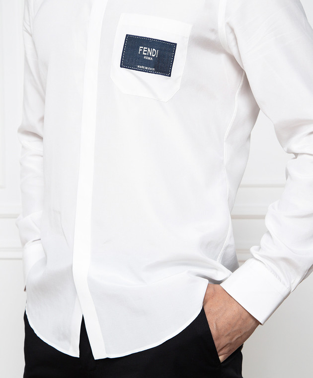 Fendi Біла сорочка з патчем логотипу FS0585A9RT зображення 5