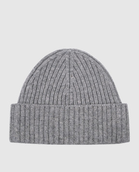 Cashmere&Whiskey Серая шапка из кашемира в рубчик 201C