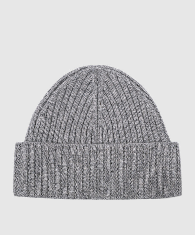 Cashmere&Whiskey Gray ribbed cashmere hat 201C image 3