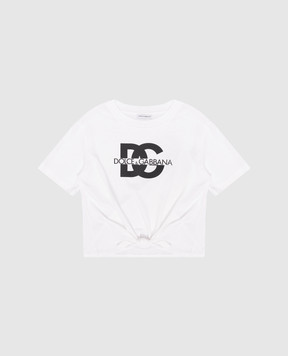 Dolce&Gabbana Дитяча біла футболка з контрастним принтом логотипа L5JTLPG7L4L46