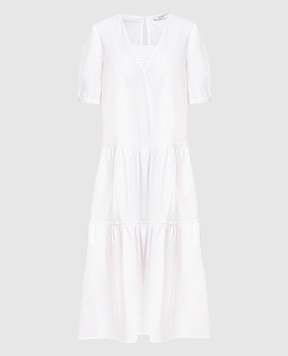 Peserico Біла сукня міді з ланцюжком моніль S0289001979