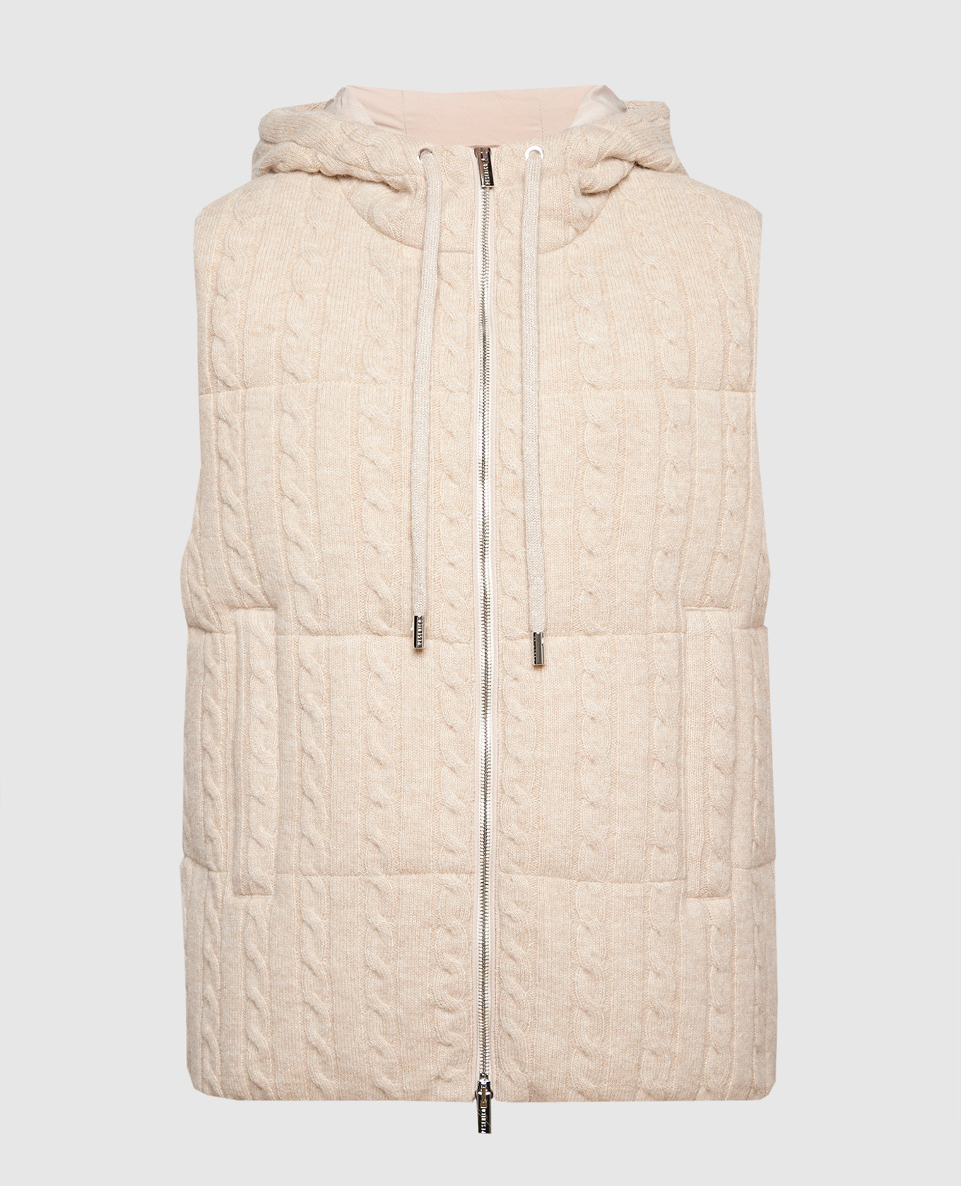 

Бежевый пуховый жилет из шерсти, шелка и кашемира, Верхняя одежда