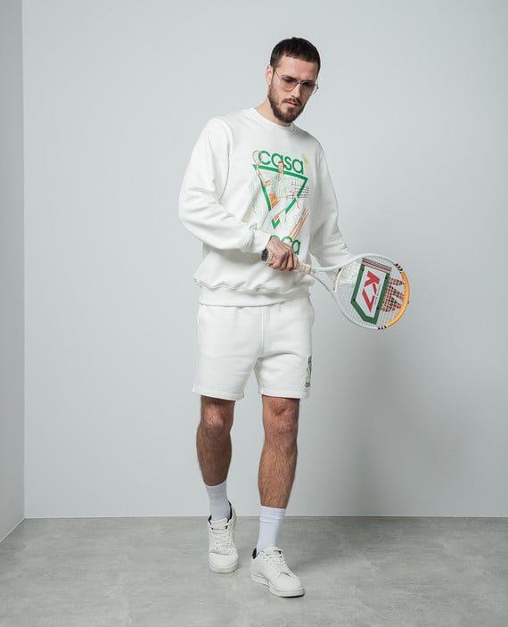 Tennis Club white shorts with logo embroidery
