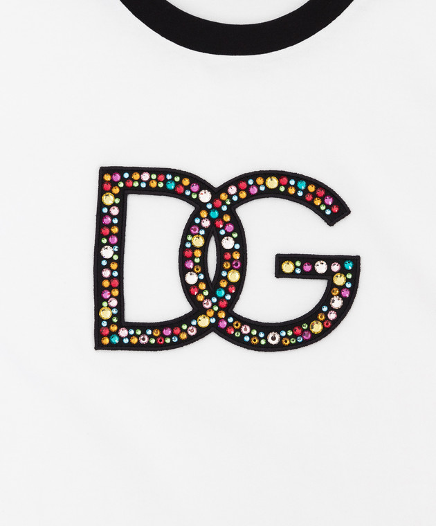 Dolce&Gabbana Дитяча футболка з емблемою DG та кристалами L5JTIGG7B5H46 зображення 3