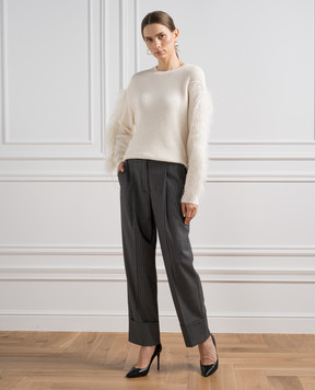 Twinset Белый свитер с перьями страуса 232TT3330