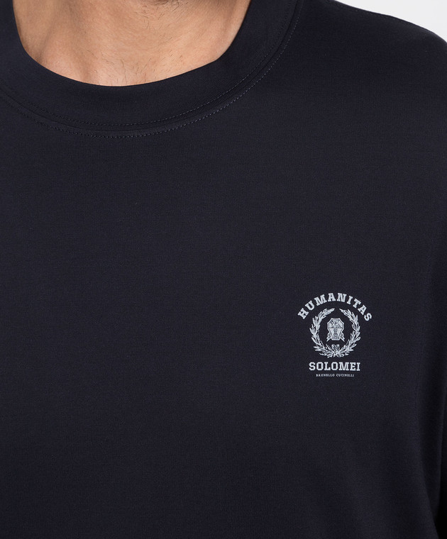 Brunello Cucinelli Синяя футболка с принтом M0T718442 изображение 5