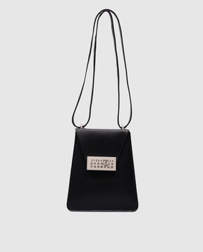 Maison Margiela MM6 Черная кожаная сумка кросс-боди Numeric с металлическим логотипом SB5WG0018P6189