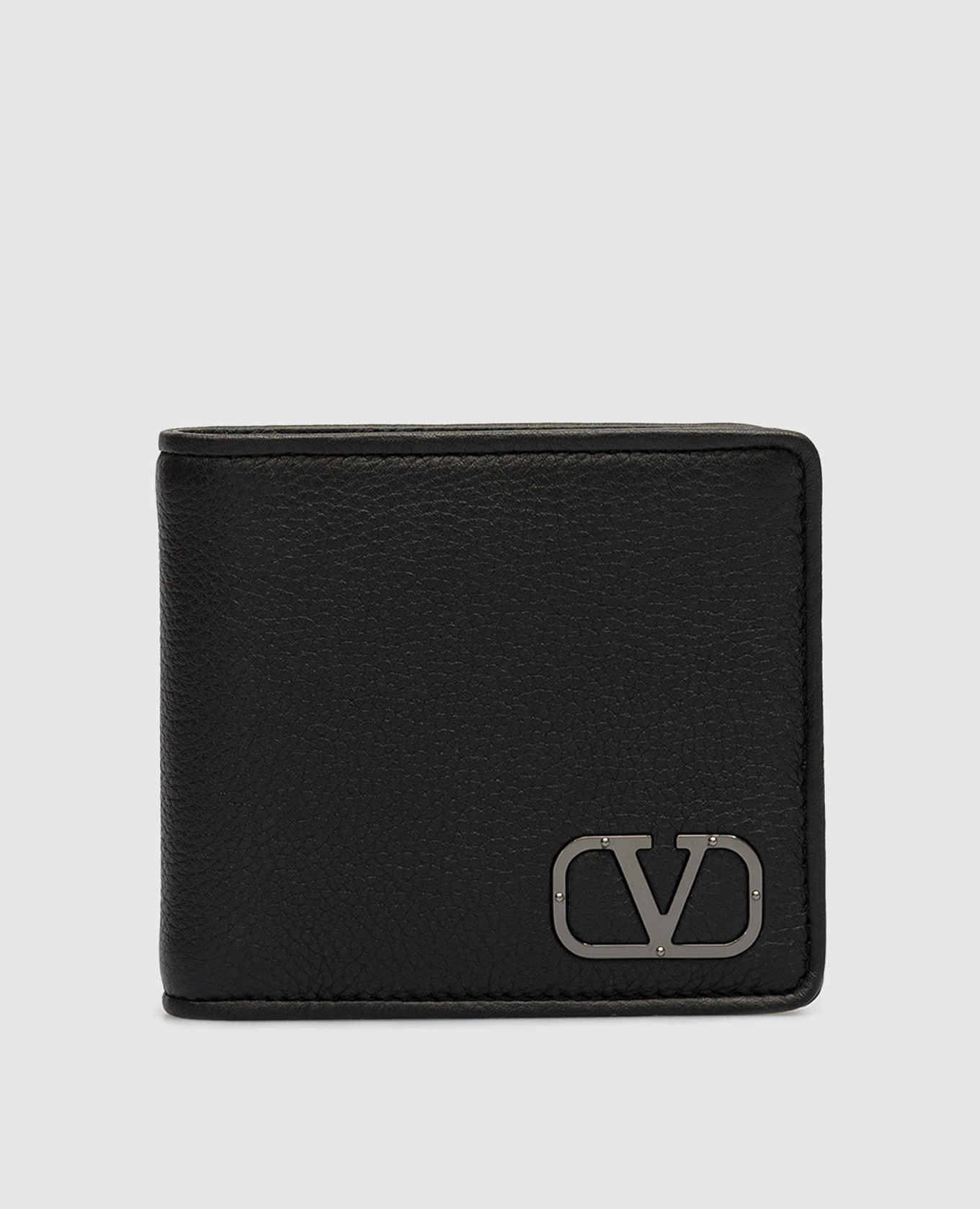Черный кожаный портмоне с логотипом Vlogo Signature